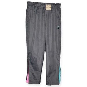 Puma L Large SWxP Woven Track Pants 533627 Men’s Black Pink Blue Zip Godets